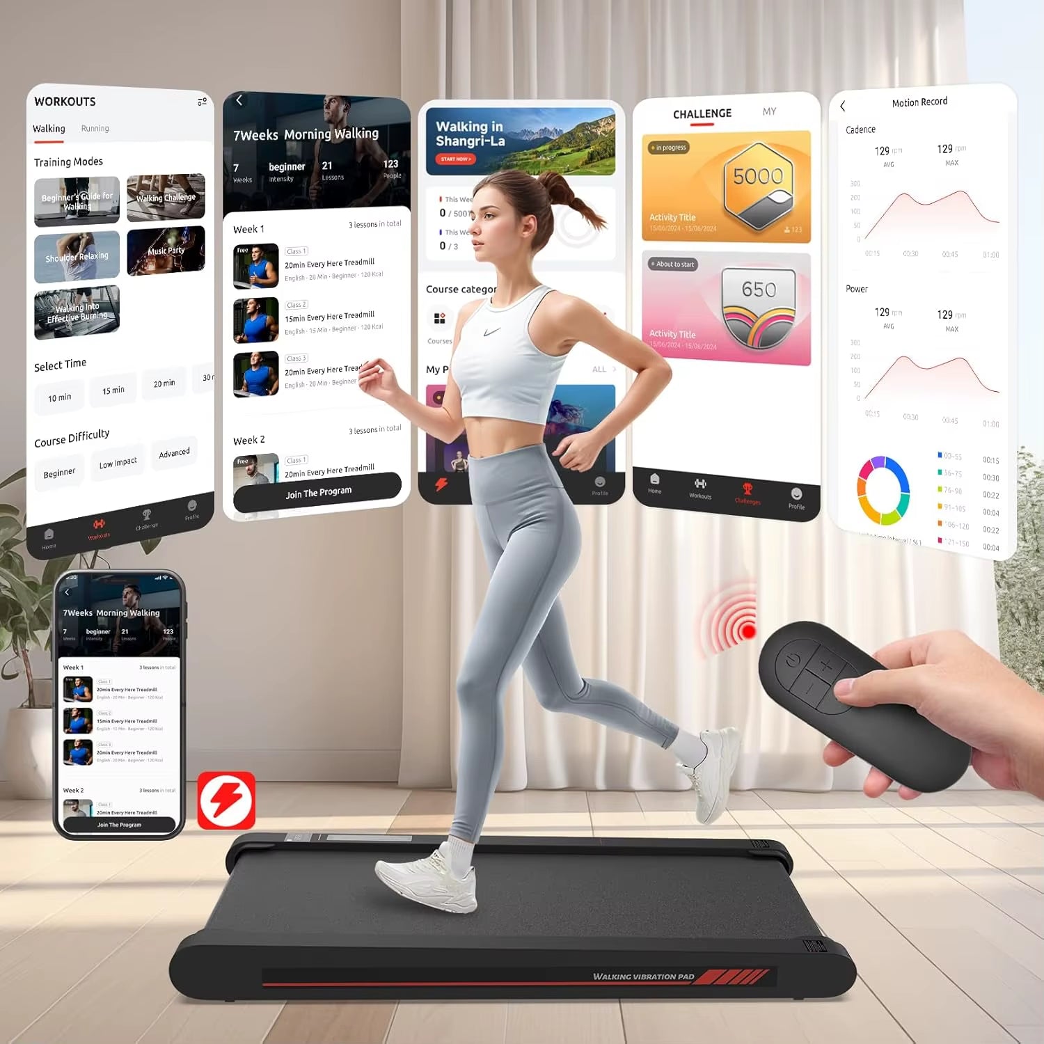 Walking Vibration Pad,Under Desk Treadmills for Home,4 in 1 Vibration Plate Exercise Machine