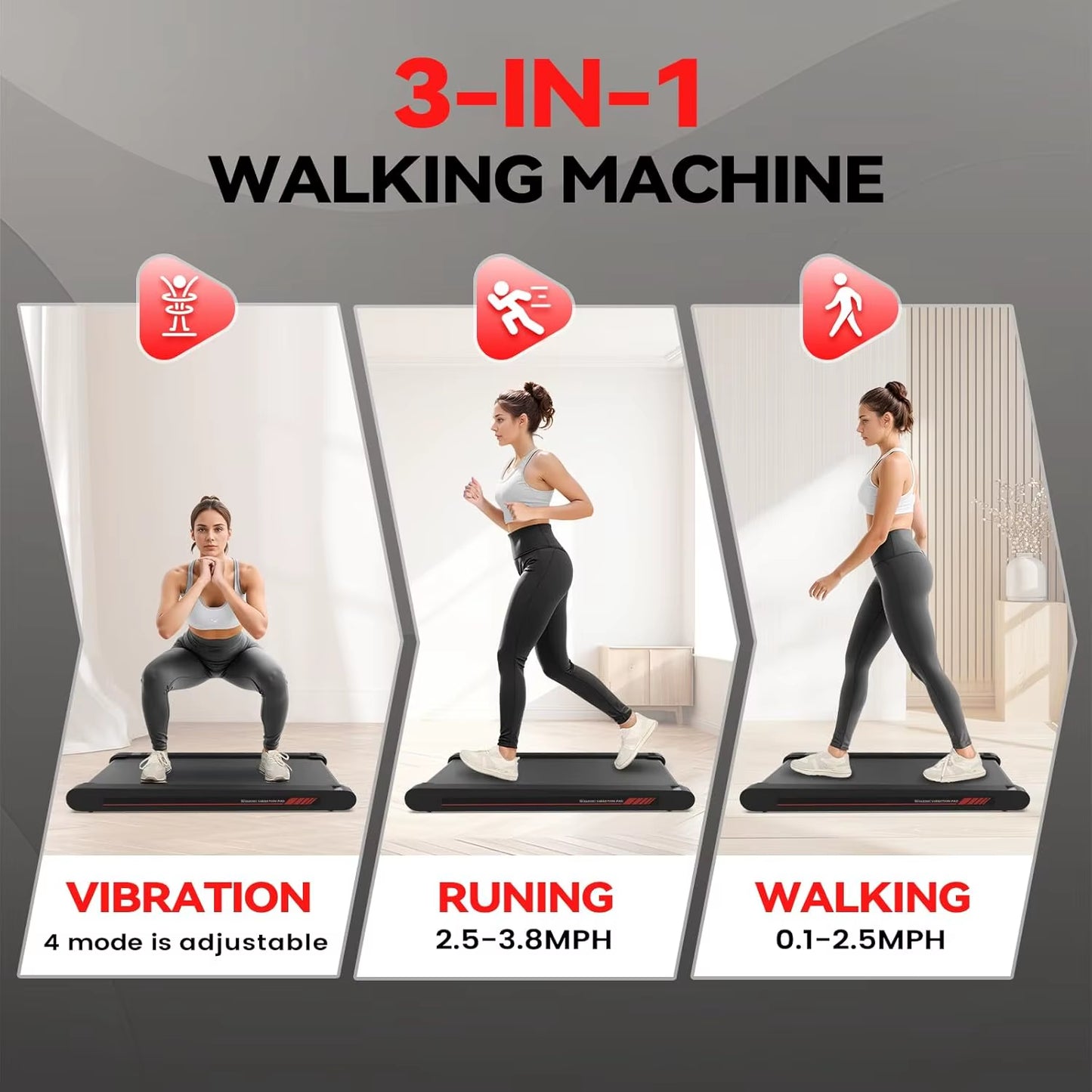 Walking Vibration Pad,Under Desk Treadmills for Home,4 in 1 Vibration Plate Exercise Machine