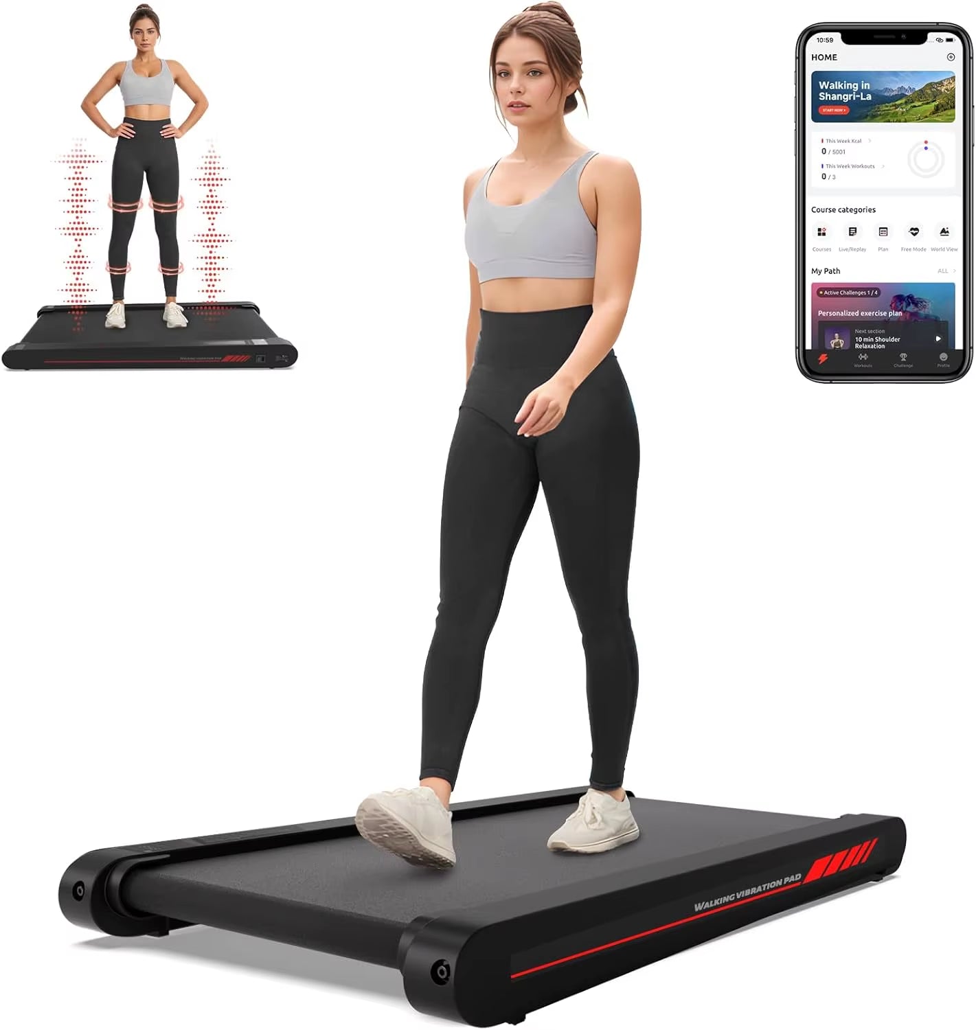 Walking Vibration Pad,Under Desk Treadmills for Home,4 in 1 Vibration Plate Exercise Machine